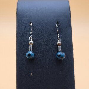 Sterling Silver Handmade Glass Cute Dangle Earrings A5489